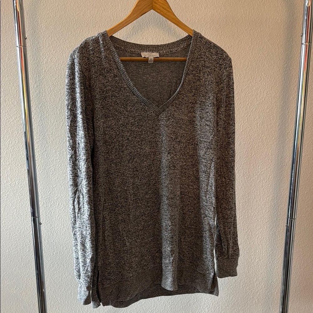 Gray V-Neck Women's Top